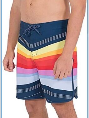 Hurley Men’s Phantom‎ Board Shorts Multi-Color Stripes Sz 32